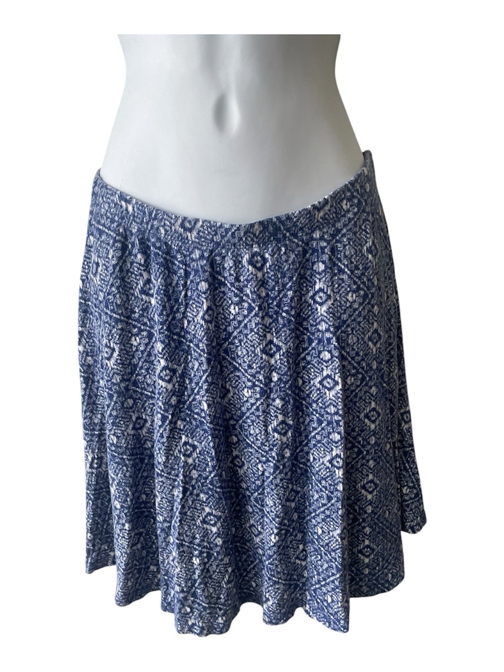 Socialite Blue & White Printed Skater Skirt